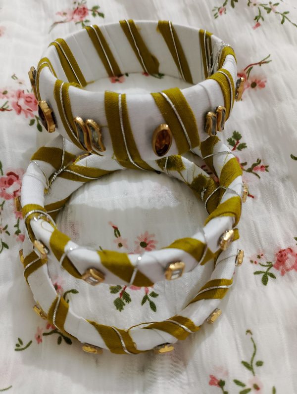 Traditional Multicolor Fabric Churii with Shell and Bead Work