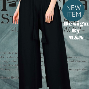 Flatter your silhouette with M&N's jet black palazzo pants. Ultra-comfy, wrinkle-free, and perfect for daily wear. 4.8★ rated!