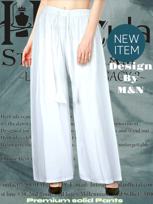 White Solid Palazzo Pants - Versatile & Stain-Resistant | 3-Day Delivery